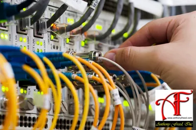 Network cables being connected