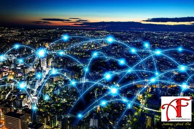 City network connections at dusk