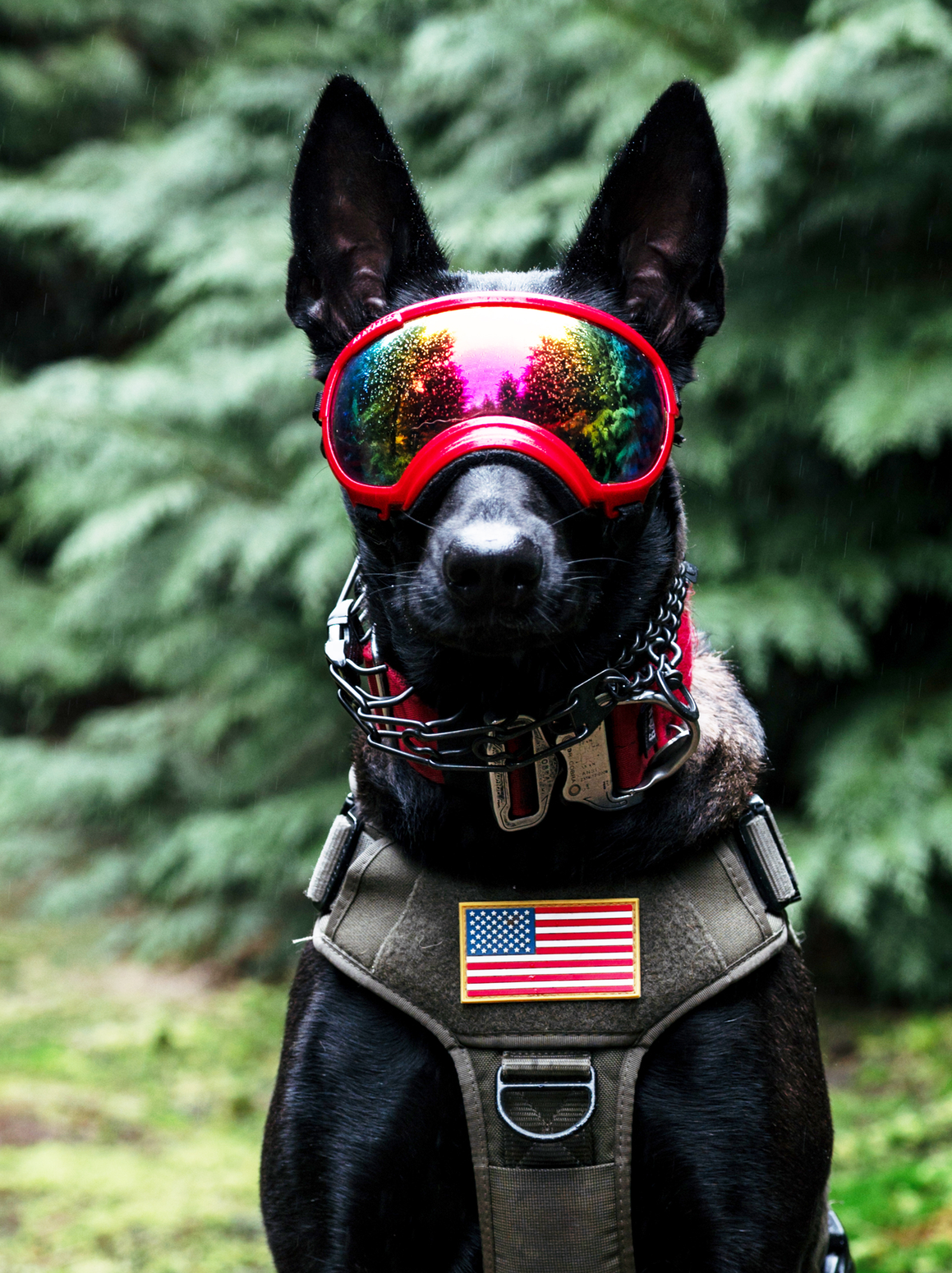 Xena Maximus the Warrior Princess in red Rex-Specs and tactical vest